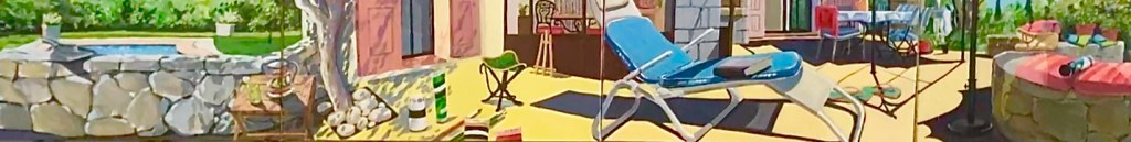 Terrace, Summer, Acrylic on Canvas, 30cm x 240cm, 4 panels