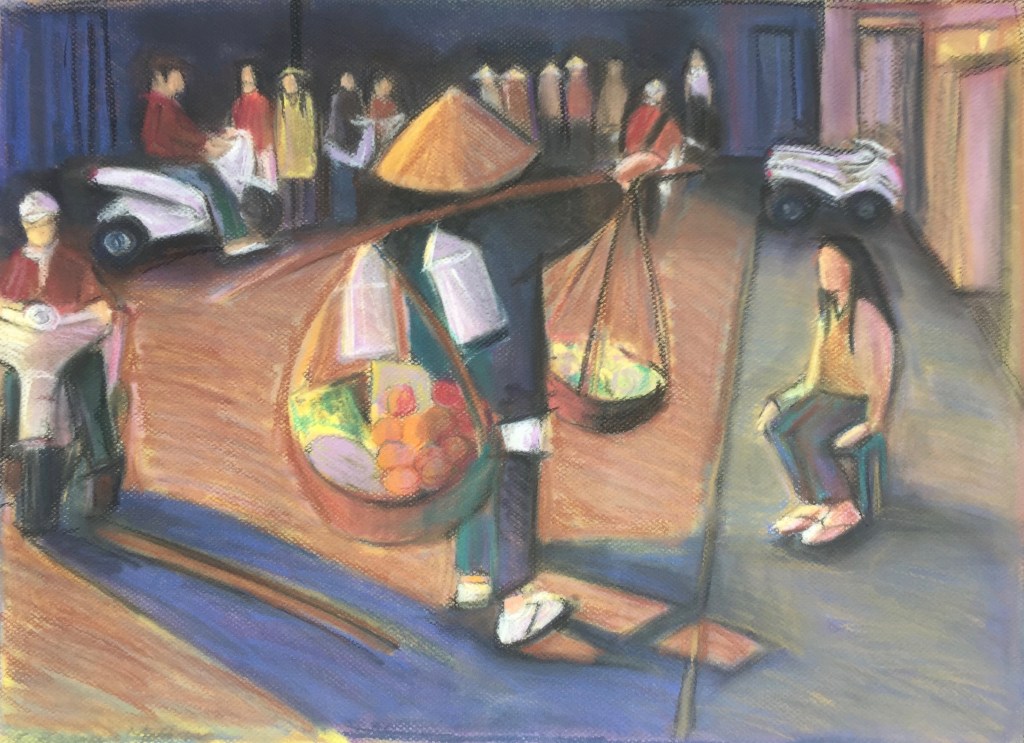 Hanoi, Night, PAstel, 70cm x 50cm