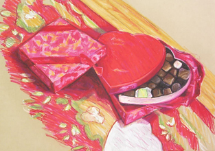 Valentines, Oil pastel, 7àcm x 50cm